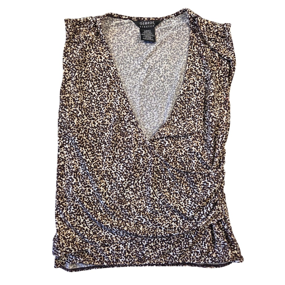 George Stretch Womens Sleeveless Surplice Ruched Tank Top Brown M Y2k 2000s